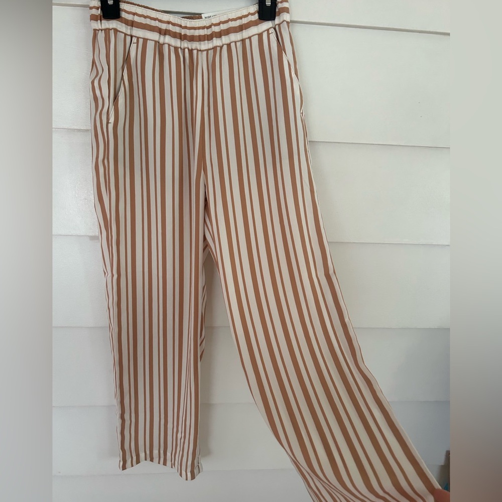 LOFT Beige and White Striped Women's Trousers
